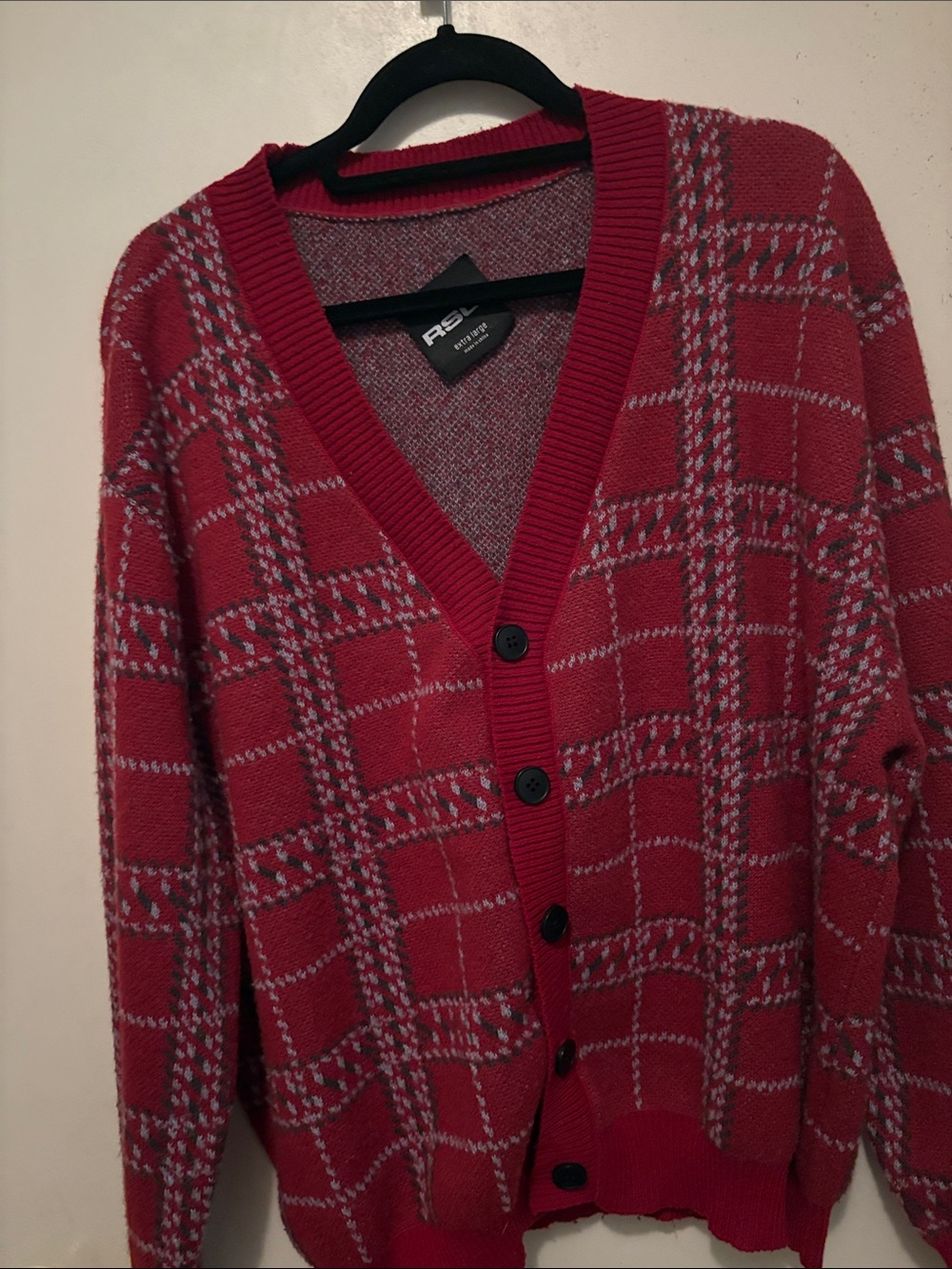 RSQ Red and White Marled Knit Sweater